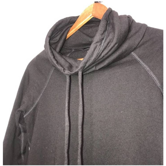 NUX Active Cowl Neck Mesh Netting Pullover Athleisure Sweatershirt Top Black - Picture 11 of 11